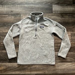 Patagonia Womens Better Sweater Quarter Zip Fleece Pullover in Birch White Small